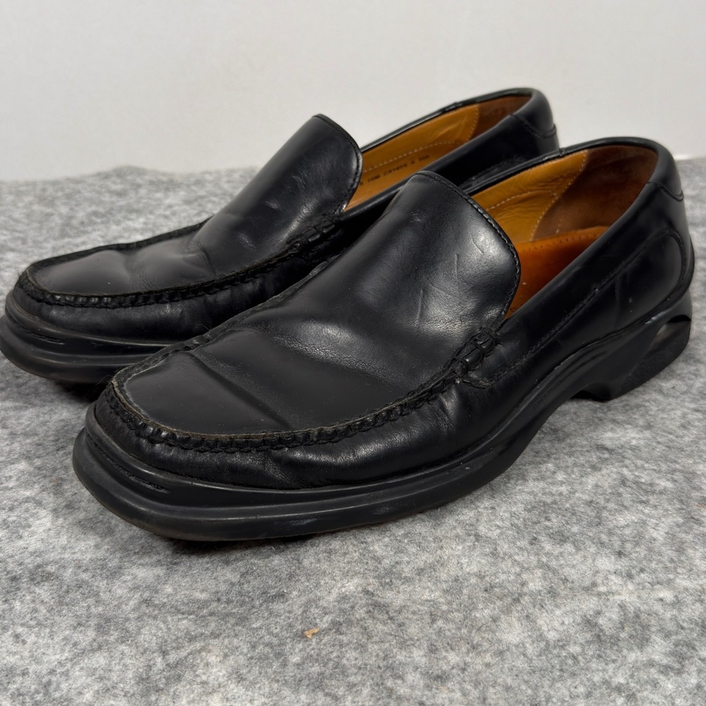 Cole Haan Nike Air Shoes Mens 9M Black Leather Loafers Moc Toe Slip On C21803